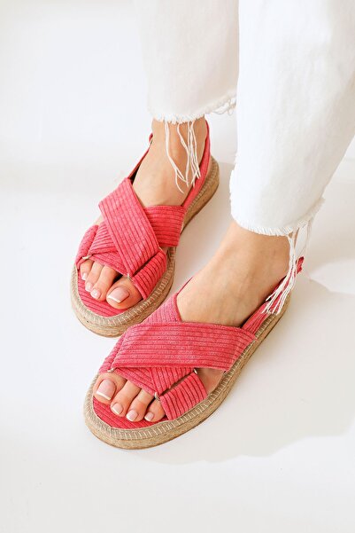 Limoya Iris Fuchsia Velvet Cross-Strapped Women's Sandals Opportunity Product