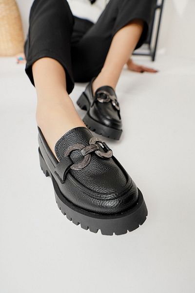 Limoya Rae Black Buckle Detailed Women's Oxford Shoes