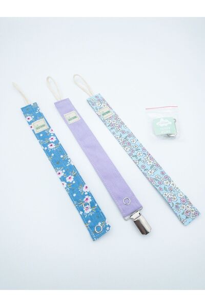 Le Petite Histoire 3'lü Emzik Askısı - Emzik Zinciri %100 Pamuk - Yıkanabilir