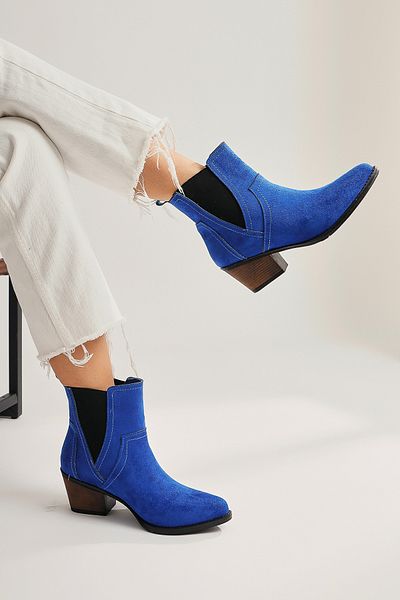 Limoya Γυναικείες μπότες Anna-sarah Blue Suede Western, Γυναικεία μποτάκια