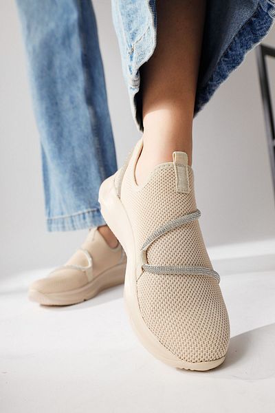 Limoya Pantofi sport de damă Lorrie Beige Stone cu detalii de piatră