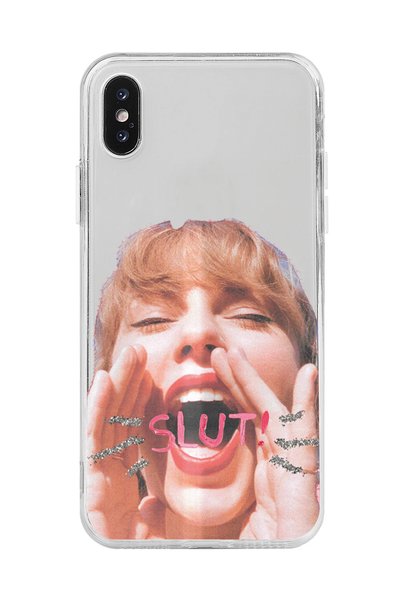 SUPER FRAME Iphone X ve XS Uyumlu Taylor Swift Tasarımlı Şeffaf Telefon Kılıfı
