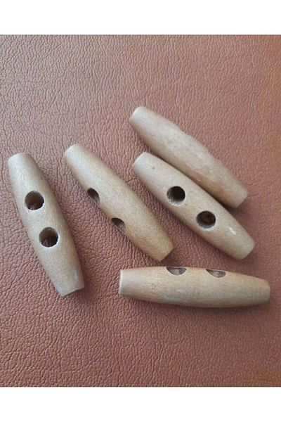 Beyna 5 cm Buttoned Natural Wooden Light Brown Wood Shepherd - 1 Pack of 10 Pieces