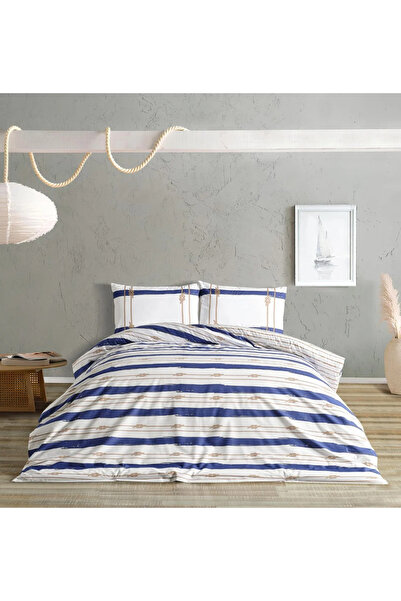 Doqu Home Serene White Single Marine Duvet Cover Set