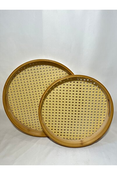 Mirilliahome 2-Piece Bamboo Hazeran Round Tray - Presentation Set