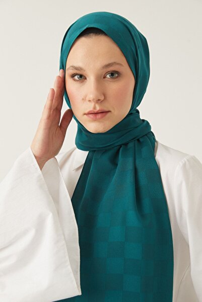 FRESCO SCARFS Γυναικείο σάλι με μοτίβο ζακάρ από μεταξένιο βαμβάκι Hijab*Σμαραγδένιο πράσινο
