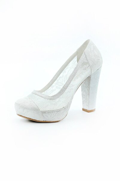 Gül Kundura Kadın Beyaz Dantelli Gelinlik Ayakkabısı