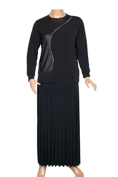Elele Σετ μπλούζα και φούστα Eiffel Sandy Pleated - Μαύρο