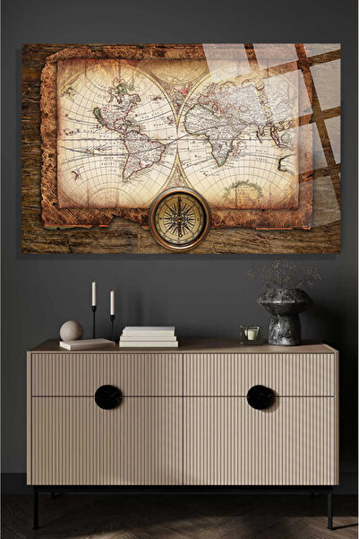 TAULART Hartă a lumii antice, 4 mm, rezistentă la spargere, din sticlă temper...