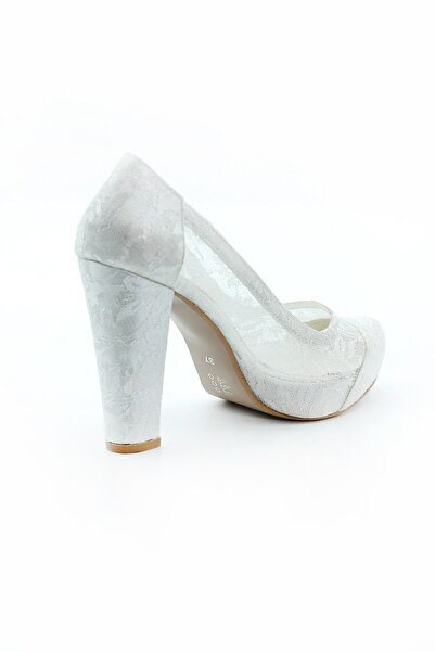 Gül Kundura Kadın Beyaz Dantelli Gelinlik Ayakkabısı