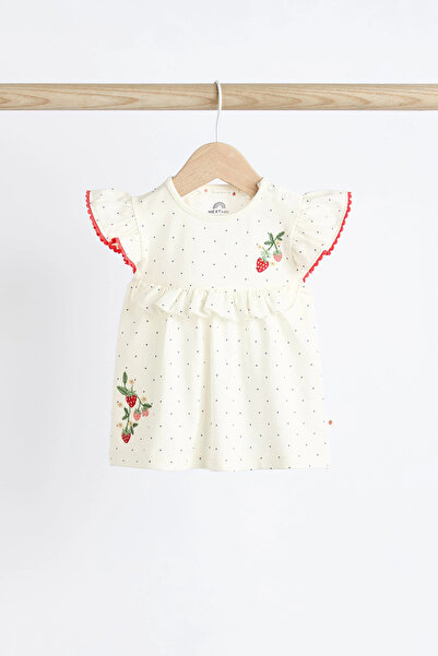 Next Baby Red/White Strawberry Patterned 100% Organic Cotton Baby Shorts/T-Shirt Set - ALY01403