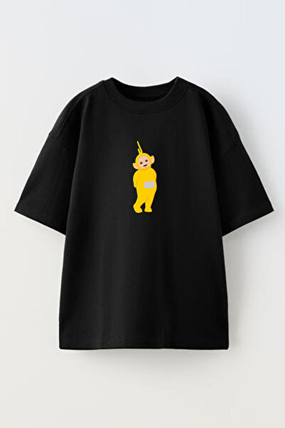 NMG TEKSTİL تي شيرت محبوك باللون الأسود للجنسين من القطن اللطيف باللون الأصفر