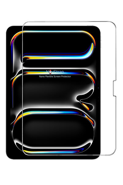 NovStrap Apple iPad Pro 11 inç 5. Nesil M4 2024 ile Uyumlu Nano Esnek Cam Ekran Koruyucu A2836 A2837