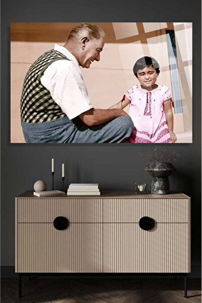 TAULART Γυάλινος πίνακας υψηλής ευκρίνειας Ataturk Ve Çocuk, ποιότητας 4mm, α...