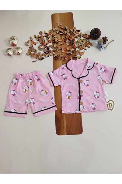 minilovebaby HELLO KİTY önden düğmeli yakalı bebek pijama takımı