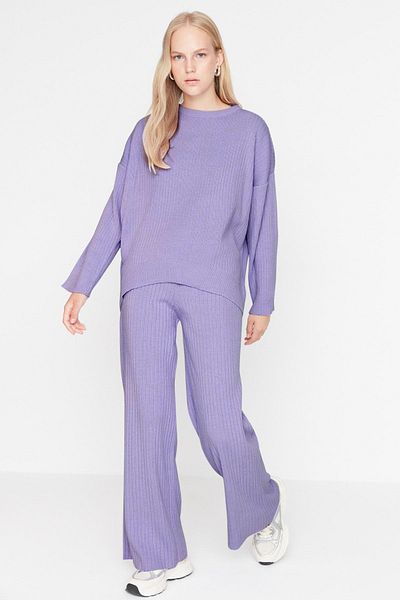 Trendyol Collection Lila nyakú kötöttáru szett - alsó és felső TWOSS20AU0084