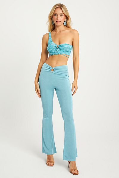 Cool & Sexy Spanische Damenhose mit türkisem Glitzer - TH1113
