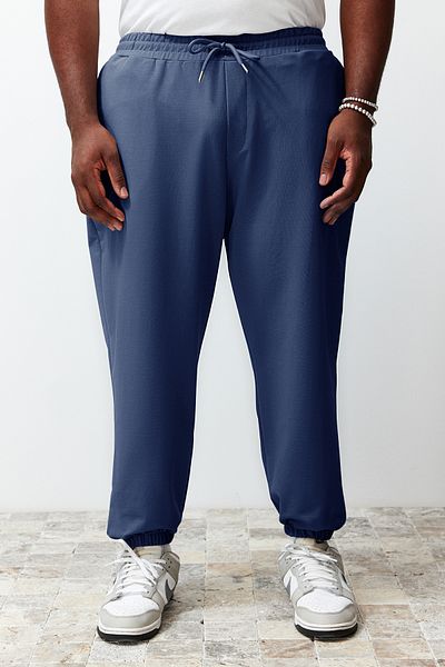 Trendyol Collection Plus Size Indigo Oversize Άνετο 100% βαμβακερό παντελόνι TMNSS24AJ00001