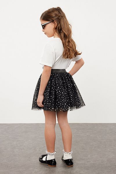 TRENDYOLKIDS Černá dámská dětská tutu minisukně s hvězdným vzorem a elastickým pasem TKDSS24ET00001
