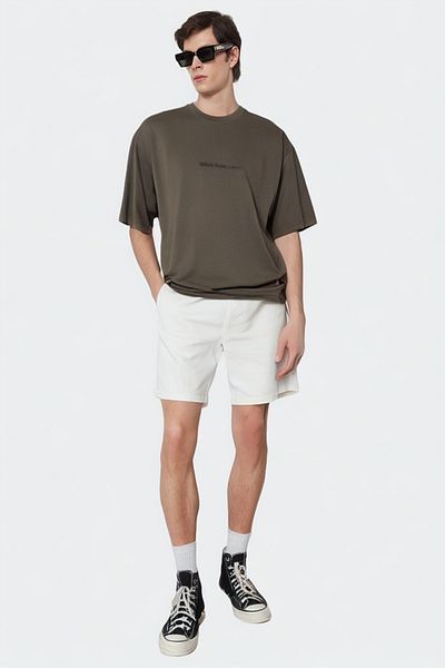 Trendyol Collection Μπλουζάκι Dark Khaki Oversize Fluffy T-Shirt 100% βαμβακερό TMNSS23TS00190