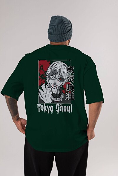 Ankhises Kaneki Ken TOKYO GHOUL Anime Spate Imprimat Verde Smarald Tricou ove...