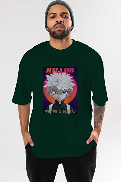 Ankhises Killua Zoldyck 12 1 Anime - Smaragdno zelena Oversize kroj T-shirt