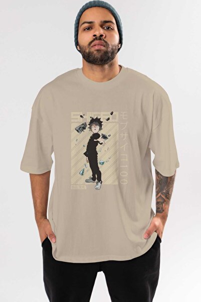 Ankhises Shigeo Kageyama 3 Anime Front Štampano Bež Oversize kroj T-shirt Muš...