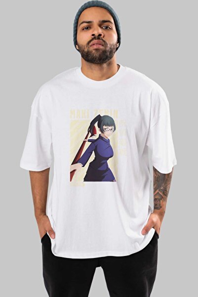 Ankhises Maki Zenin CHAİNSAWMAN Аніме Переддрукована біла футболка Oversize д...