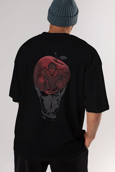 Ankhises DEATH NOTE -RYUK Tricou negru oversize cu imprimeu pe spate Anime Bărbați Femei