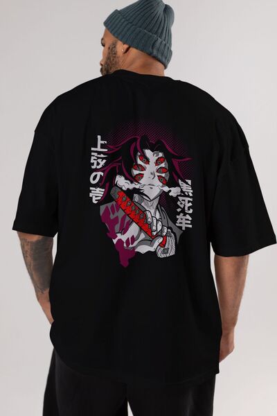 Ankhises تي شيرت كوكوشيبو شيطان سلاير أنيمي أسود كبير الحجم مطبوع من الخلف للرجال والنساء