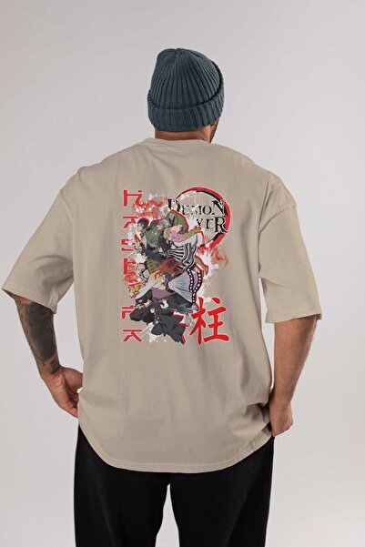 Ankhises DEMON SLAYER SLAYERS Anime Leđa Štampano Bež Oversize kroj T-shirt 1...