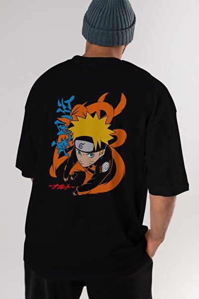 Ankhises naruto uzumaki 1 Tricou negru cu imprimeu pe spate anime Bărbați Femei