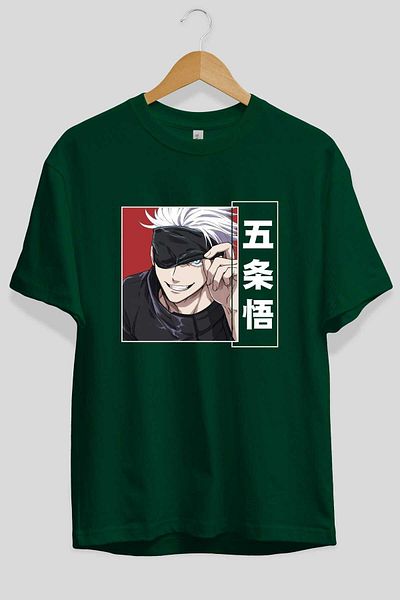 Ankhises تي شيرت JUJUTSU KAISEN Anime مطبوع من الأمام باللون الأخضر الزمردي كبير الحجم للرجال والنساء