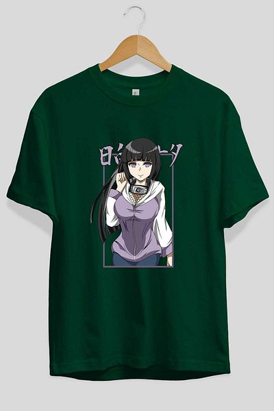 Ankhises Σμαραγδένιο Πράσινο Μπλουζάκι Anime Oversize Hinata NARUTO - Ανδρικά Γυναικεία