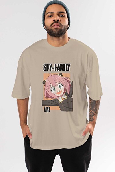 Ankhises Spy X Family Anya Anime Sa deznom Bež Oversize kroj T-shirt - Muškar...