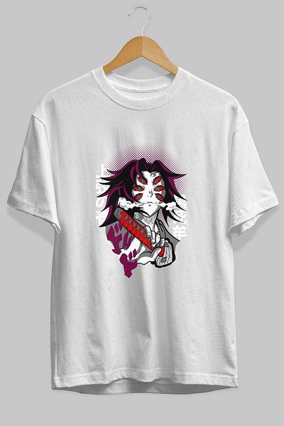 Ankhises kokushibo DEMON SLAYER Anime εμπρός εμπριμέ Λευκό υπερμεγέθη μπλουζάκι Ανδρικό Γυναικείο