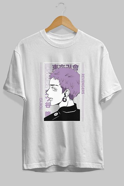 Ankhises Takashi Mitsuya Anime μπροστινό εμπριμέ λευκό μπλουζάκι Oversize Ανδρικό Γυναικείο