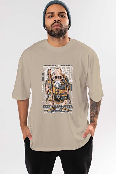 Ankhises roshi novi anime prednji Štampano bež Oversize kroj T-shirt muškarci...