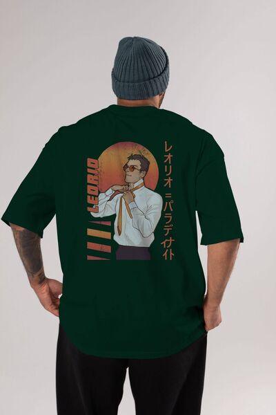 Ankhises Leorio Paladiknight 5 (2) Anime Back Štampano Emerald Green Oversize...