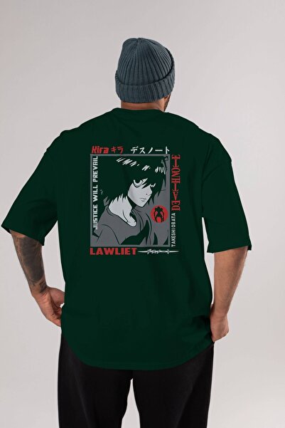 Ankhises DEATH NOTE Anime Sa deznom - Emerald Green Oversize kroj Pamuk T-shi...