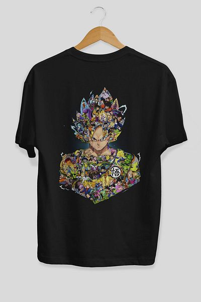 Ankhises Tricou supradimensionat negru cu model Dragon Ball Anime - Bărbați Femei