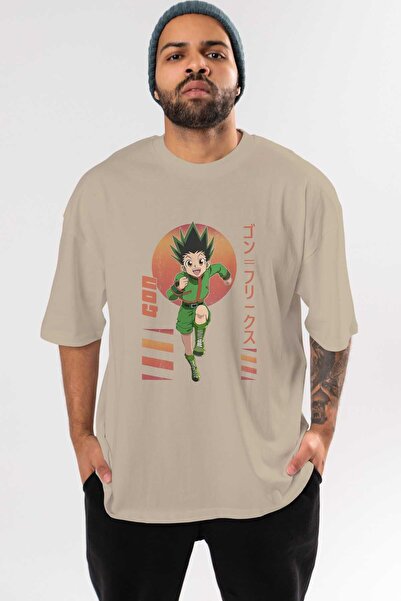 Ankhises تي شيرت Gon Freecss HUNTER X HUNTER 2 مطبوع من الأمام باللون البيج ل...