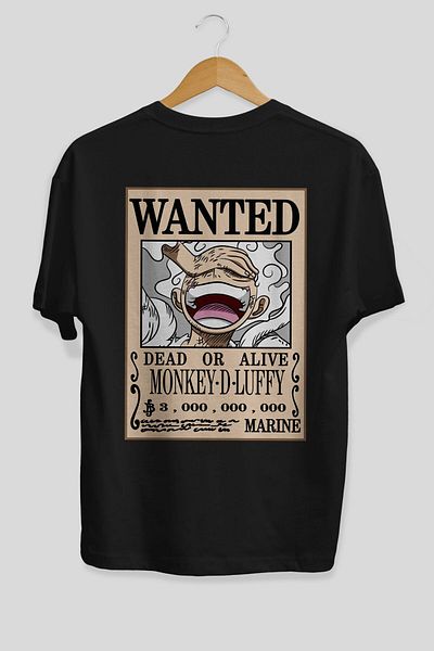 Ankhises CARTEL LUFFY GEAR 5 Tricou negru oversize cu imprimeu pe spate Anime bărbați Femei