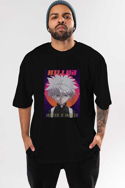 Ankhises Tricou supradimensionat negru cu model anime Killua Zoldyck 12 1 - bărbați și femei