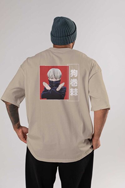Ankhises Toge Inumaki Anime Leđa Štampano Bež Oversize kroj T-shirt 100% pamu...