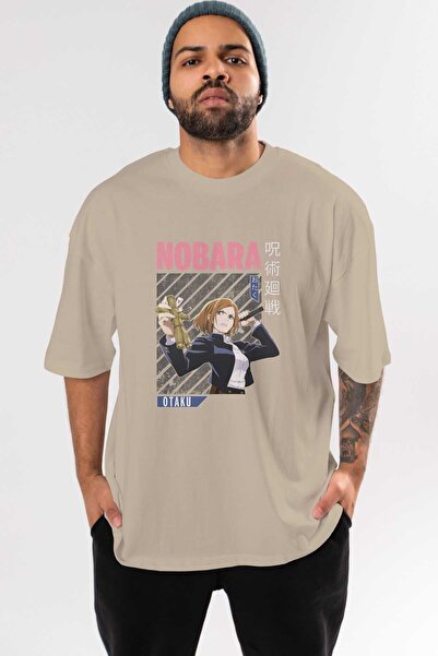 Ankhises Nobara Kugisaki 6 Anime Prednja Štampano Bež Oversize kroj T-shirt M...