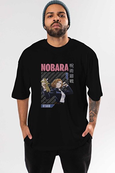 Ankhises Nobara Kugisaki 6 Anime Front Štampano Crna Oversize kroj T-shirt Mu...