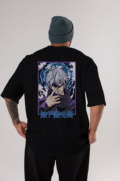 Ankhises SATORU GOJO 3 Tricou negru cu imprimeu pe spate Anime Bărbați Femei