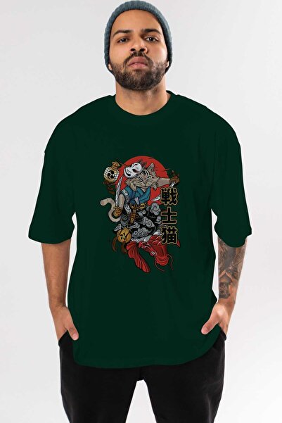 Ankhises TRIBAL (2) Anime Front Štampano Emerald Green Oversize kroj T-shirt ...