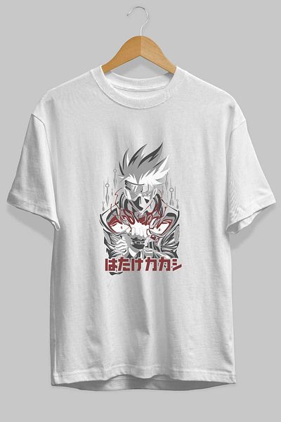 Ankhises KAKASHI HATAKE NARUTO 1 Tricou alb oversize cu imprimeu pe față Anime Bărbați Femei